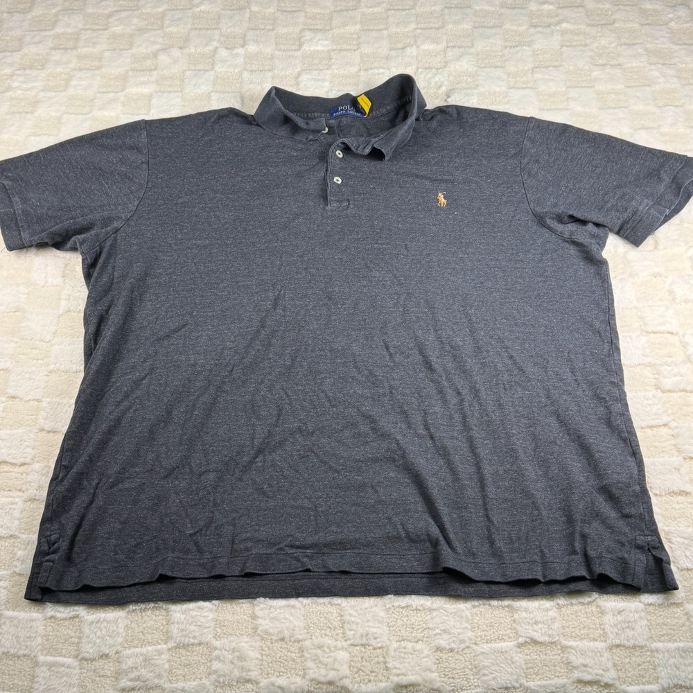 Polo Ralph Lauren Men's 2XLT Charcoal Gray Polo Shirt with‎ Multicolor Pony
